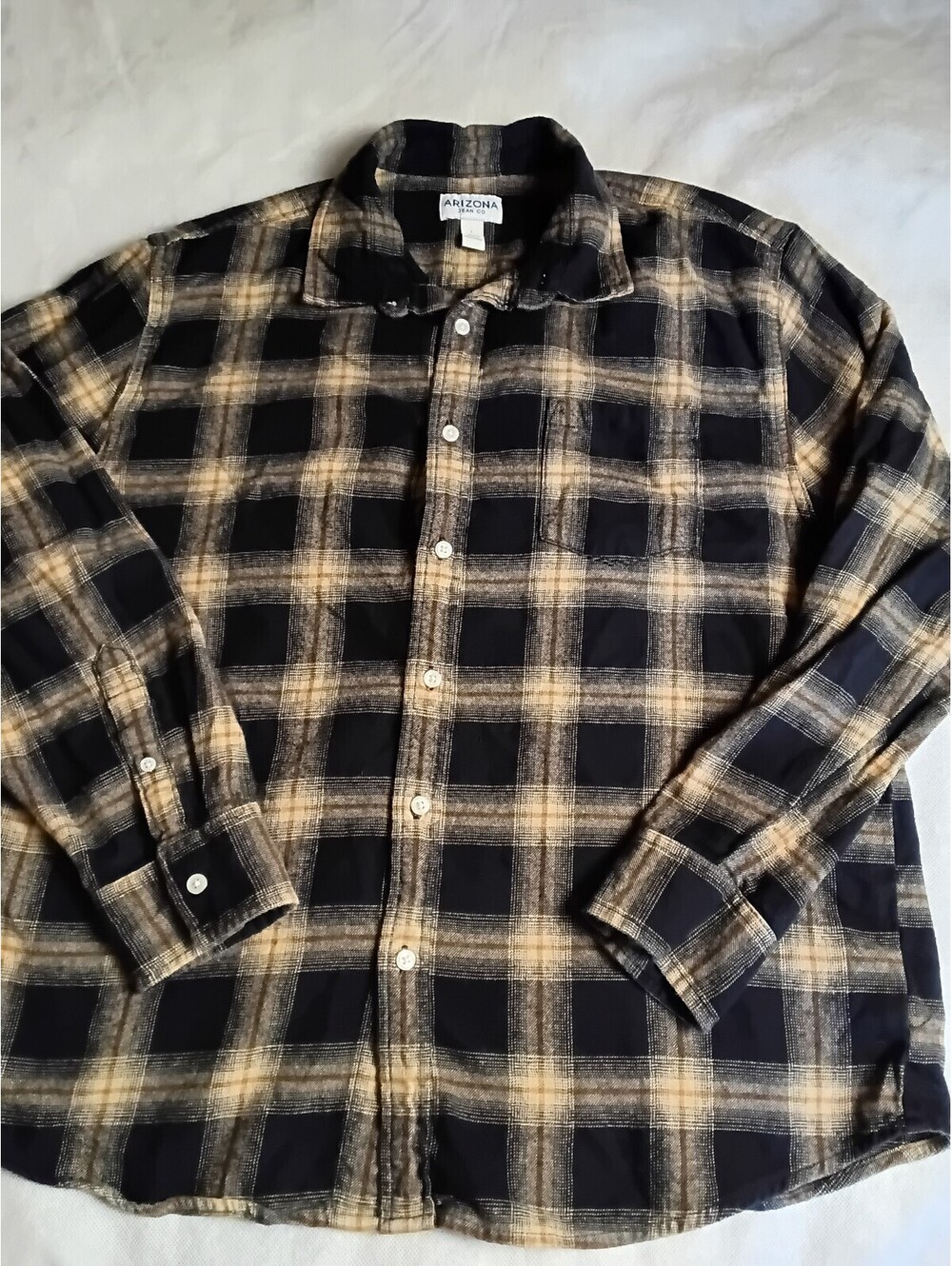Arizona Jean Co Button-Up Shirt Plaid Flannel Large Black Long Sleeve
